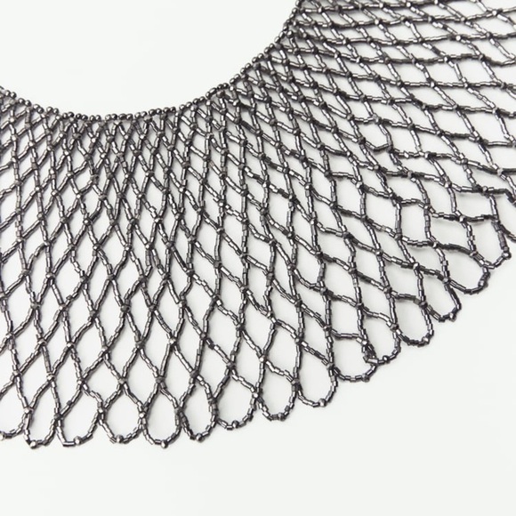 NWT. Zara Aged Silver Necklace with Beading Appliqué Detail. - Picture 6 of 9